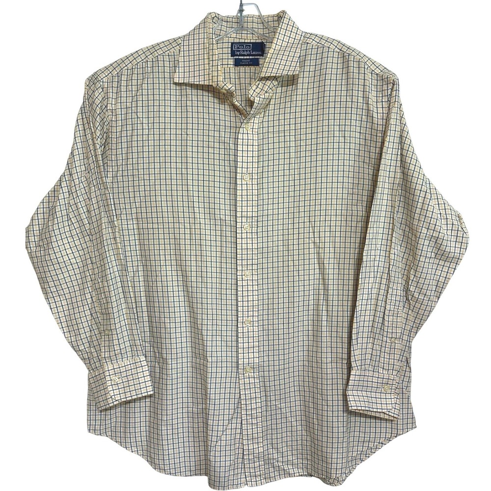 Polo‎ Ralph Lauren Regent Classic Fit Shirt Yellow Blue Check Classic 17.5 32 33